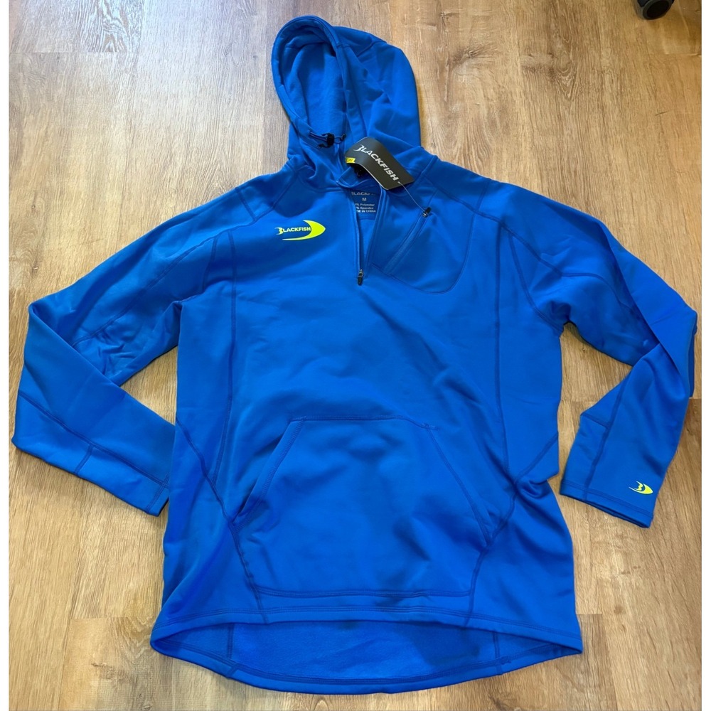 Blackfish Eclipse Hoodie Men's Blue Performance Fleece‎ 1/4 zip Pullover  Size M